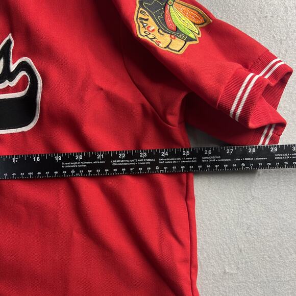 Chicago Blackhawks Vintage Majestic Baseball Jersey Sz XL Red Made in USA Hockey - Picture 8 of 14